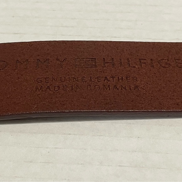 Tommy Hilfiger new denton 3.5cm leather belt in dark tan - Picture 4 of 7